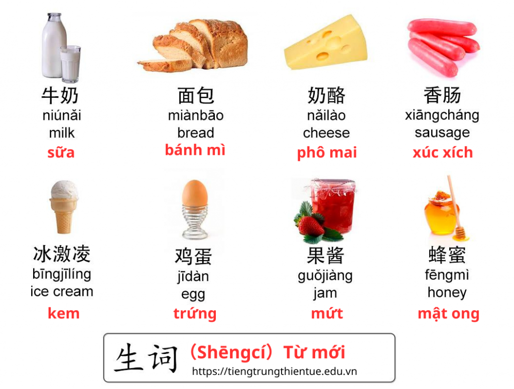 tìm hiểu từ vựng tiếng Trung về các món ăn